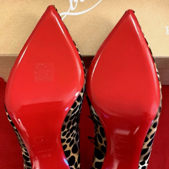 Christian Louboutin So Kate leopard Calf Hair 4.25 High Heel Pump Brown 40.5 NIB - Picture 15 of 16